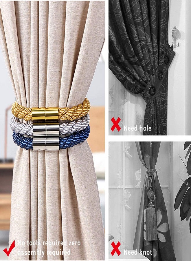 NICEEC 6 Pack Strong Magnetic Curtain Tiebacks Modern Simple Style Drape Tie Backs Convenient Decorative Weave Rope Curtain Holdbacks for Thin or Thick Home & Office Window Draperies (Bronze) - Image 2
